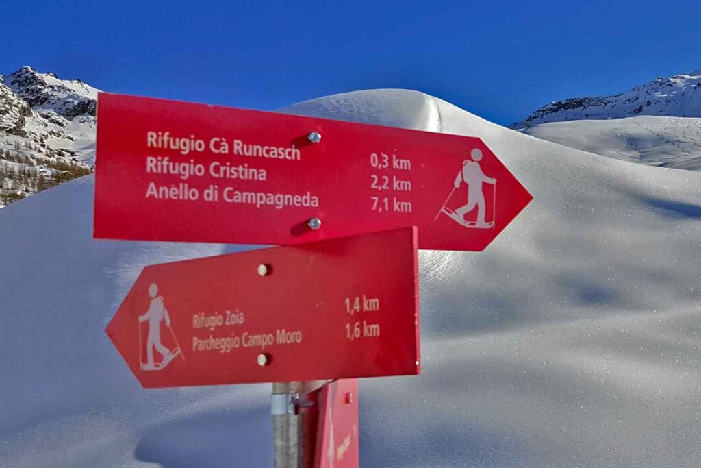 Segnaletica Ciaspolata per il rifugio Cristina